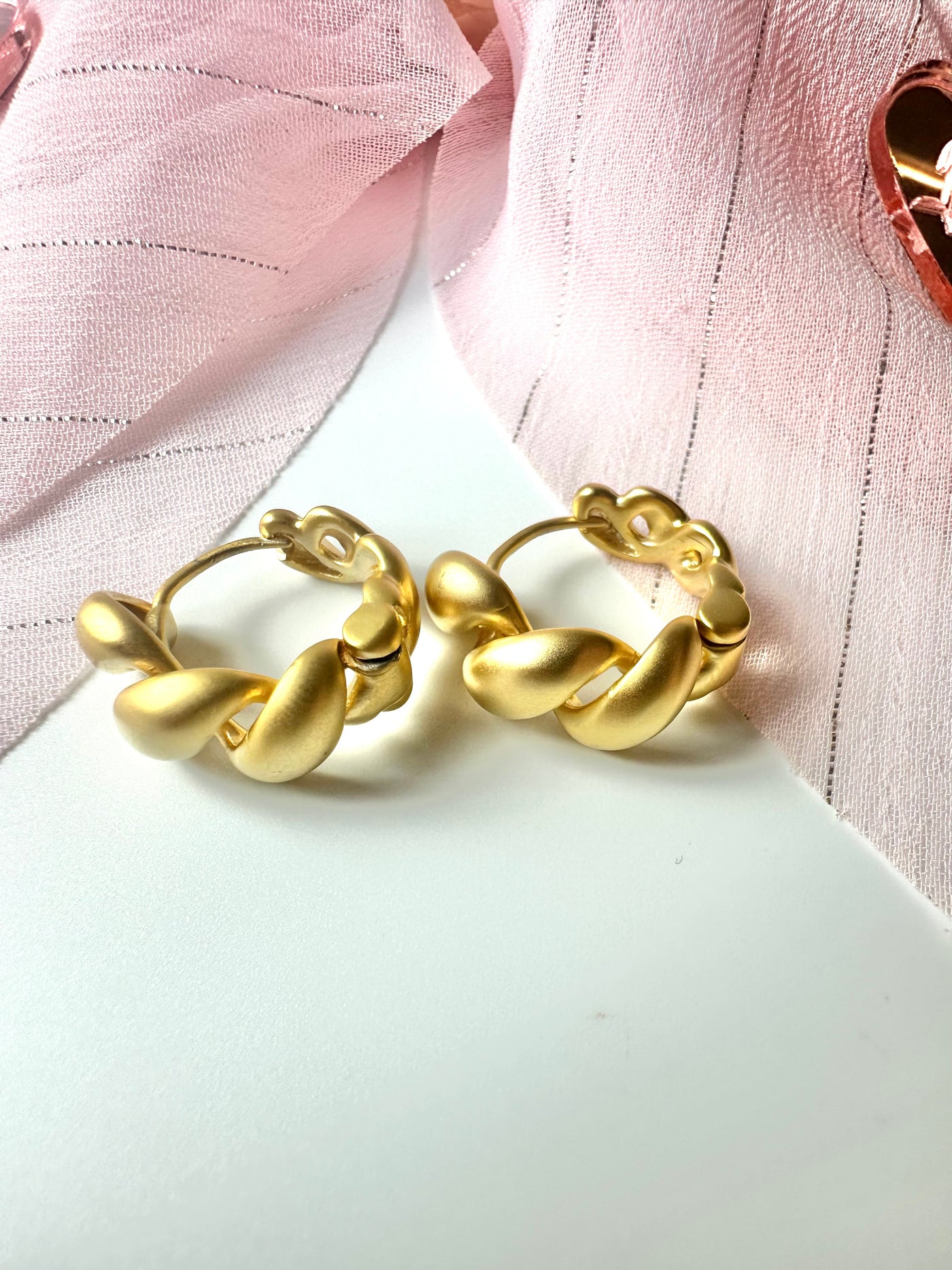 Twisted Gold Hoops Earrings