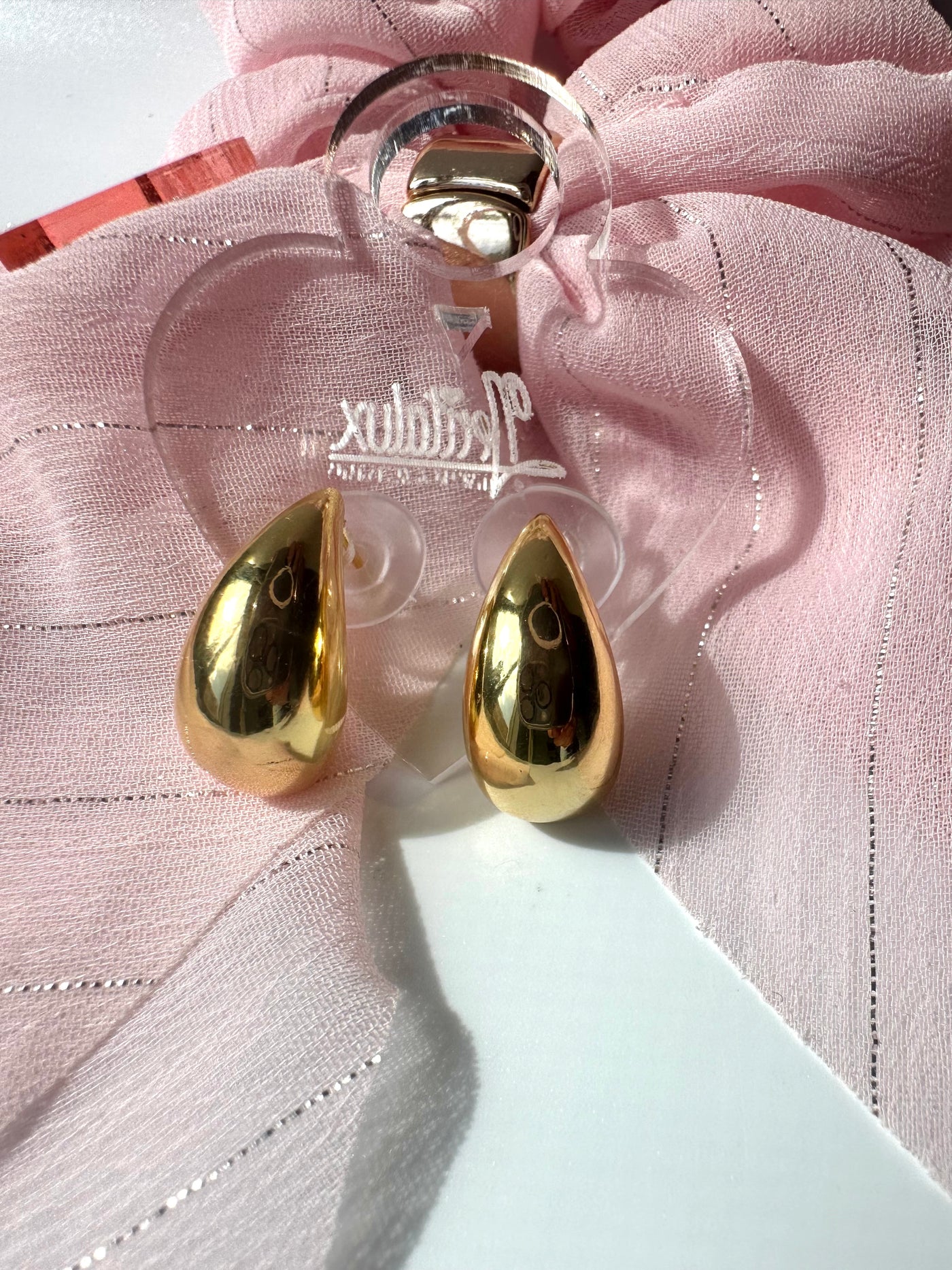 Tear Drops Gold Earrings