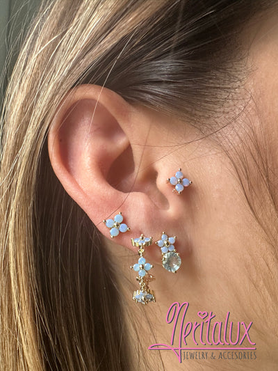 Light Blue Flowers Collections Sets Earrings