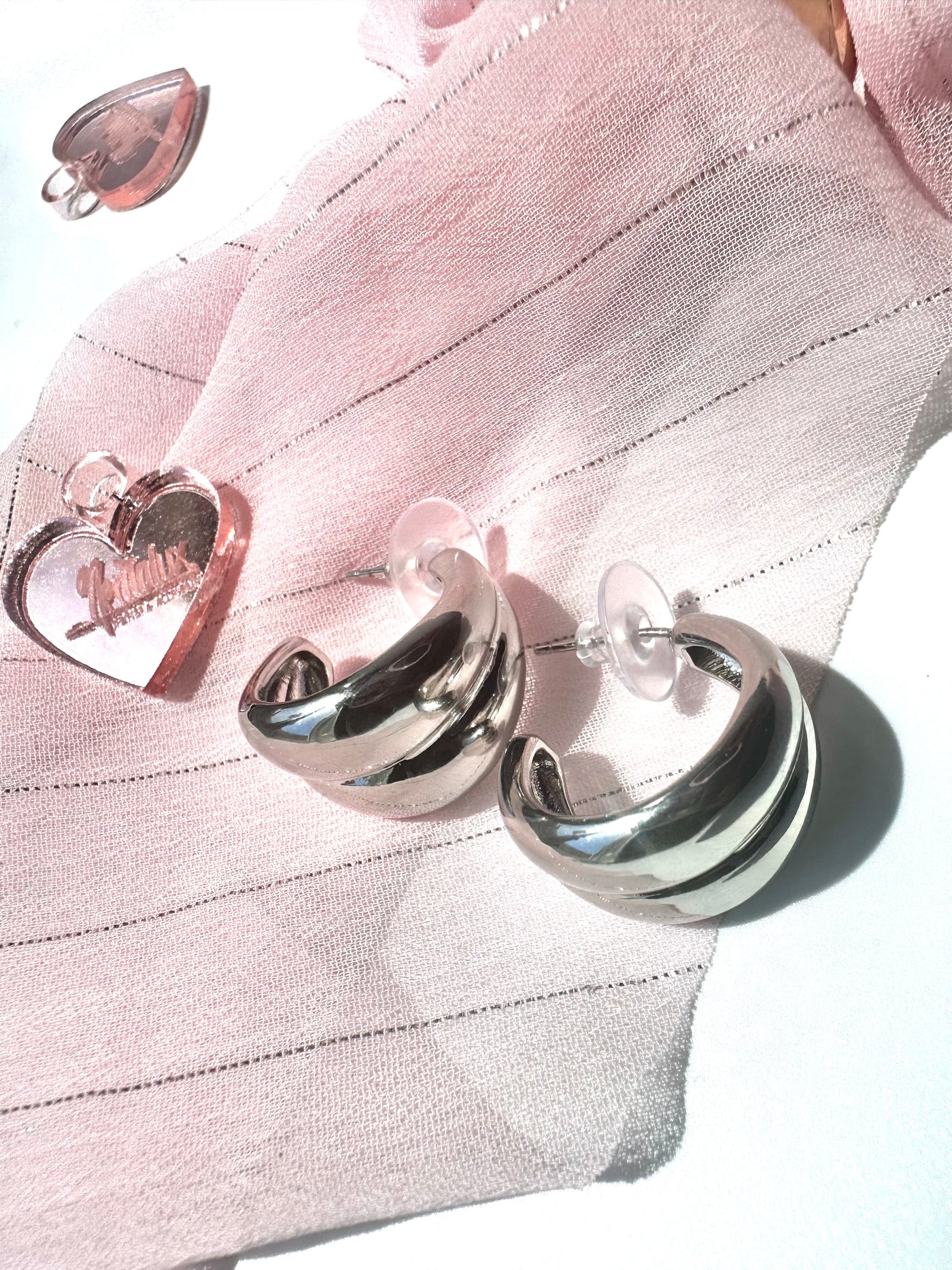 Silver Half Hoops Earrings