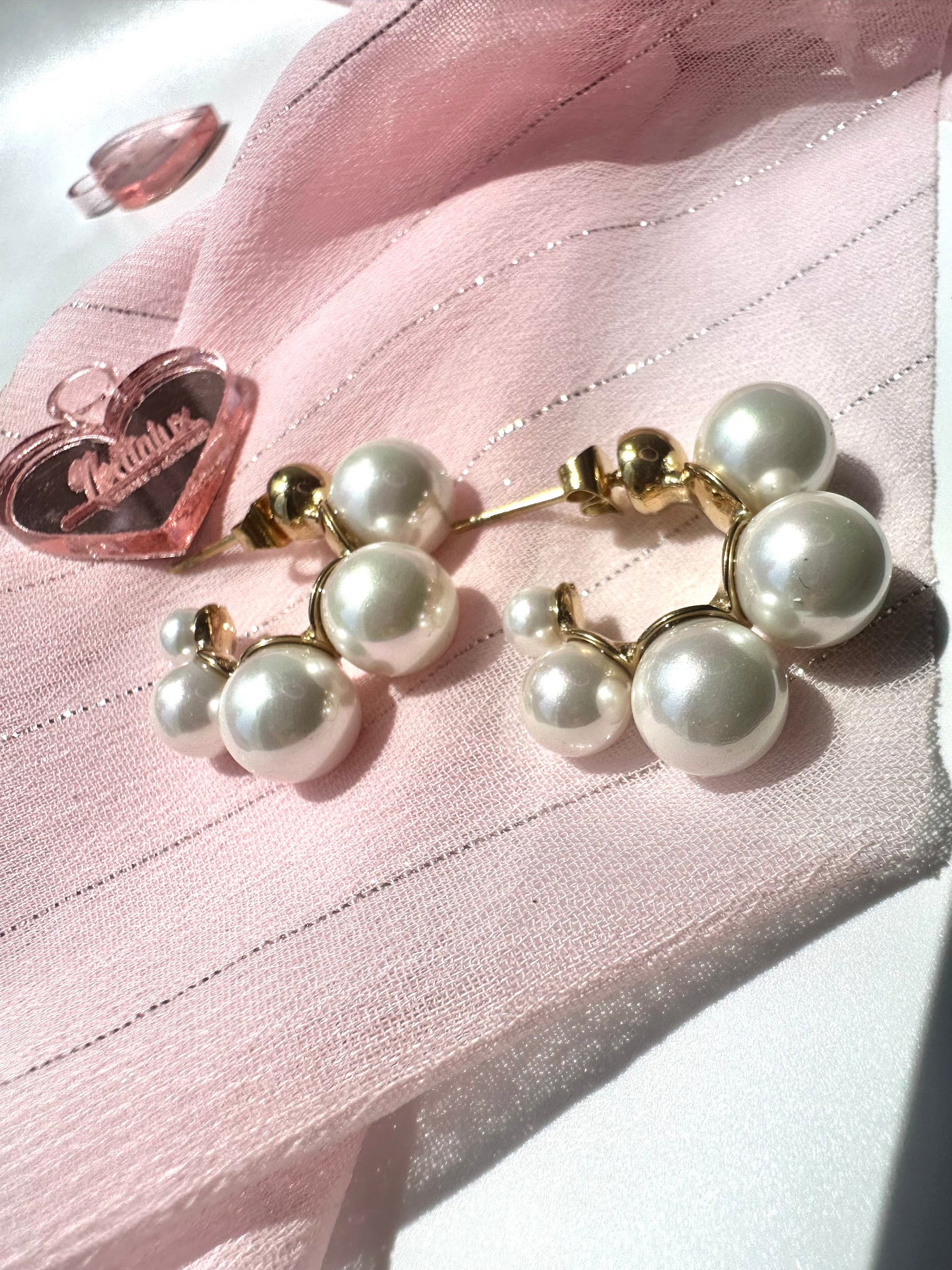 Pearls Balls Hoops Earrings