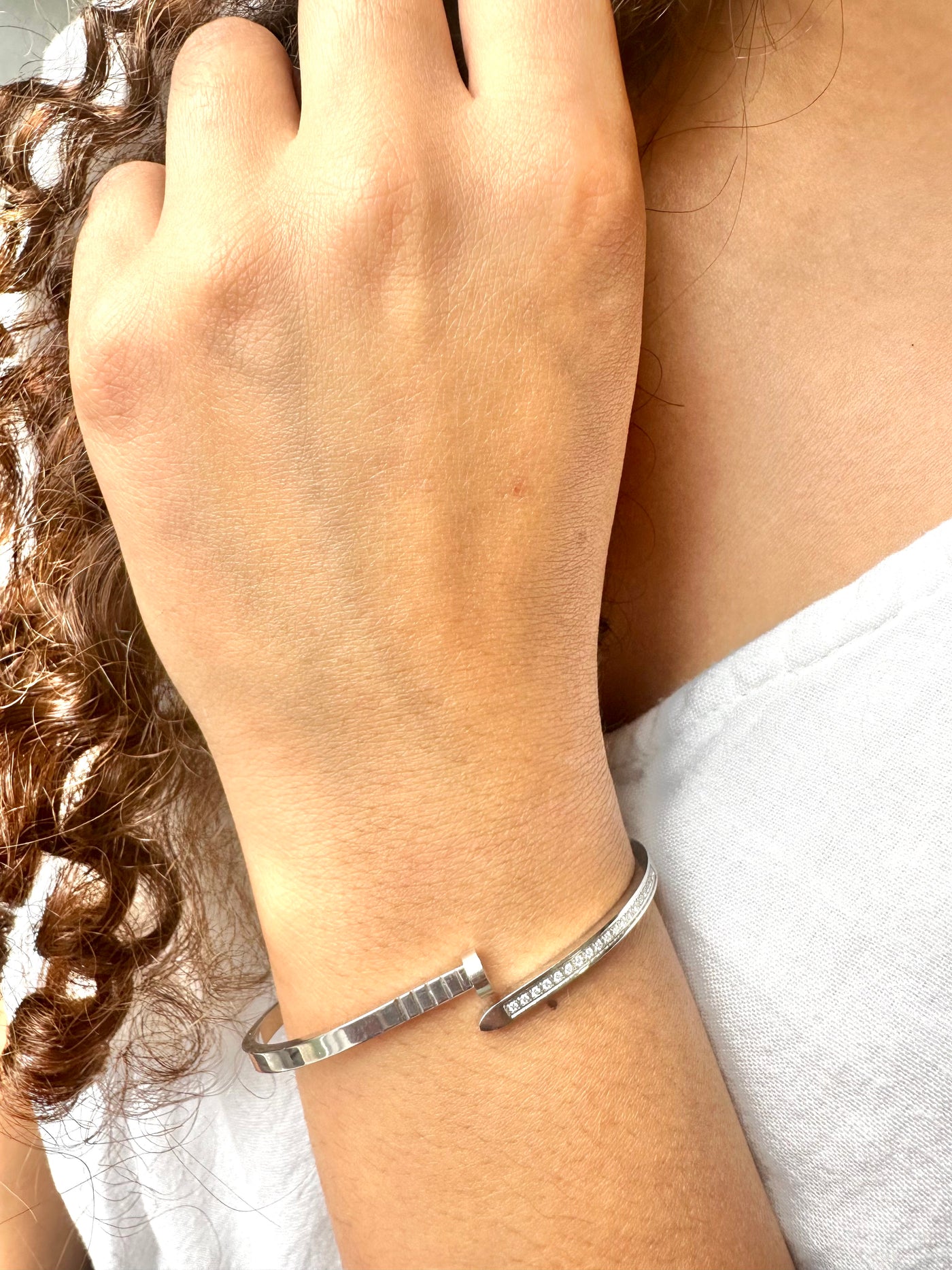 Silver Nail Bangle Bracelet