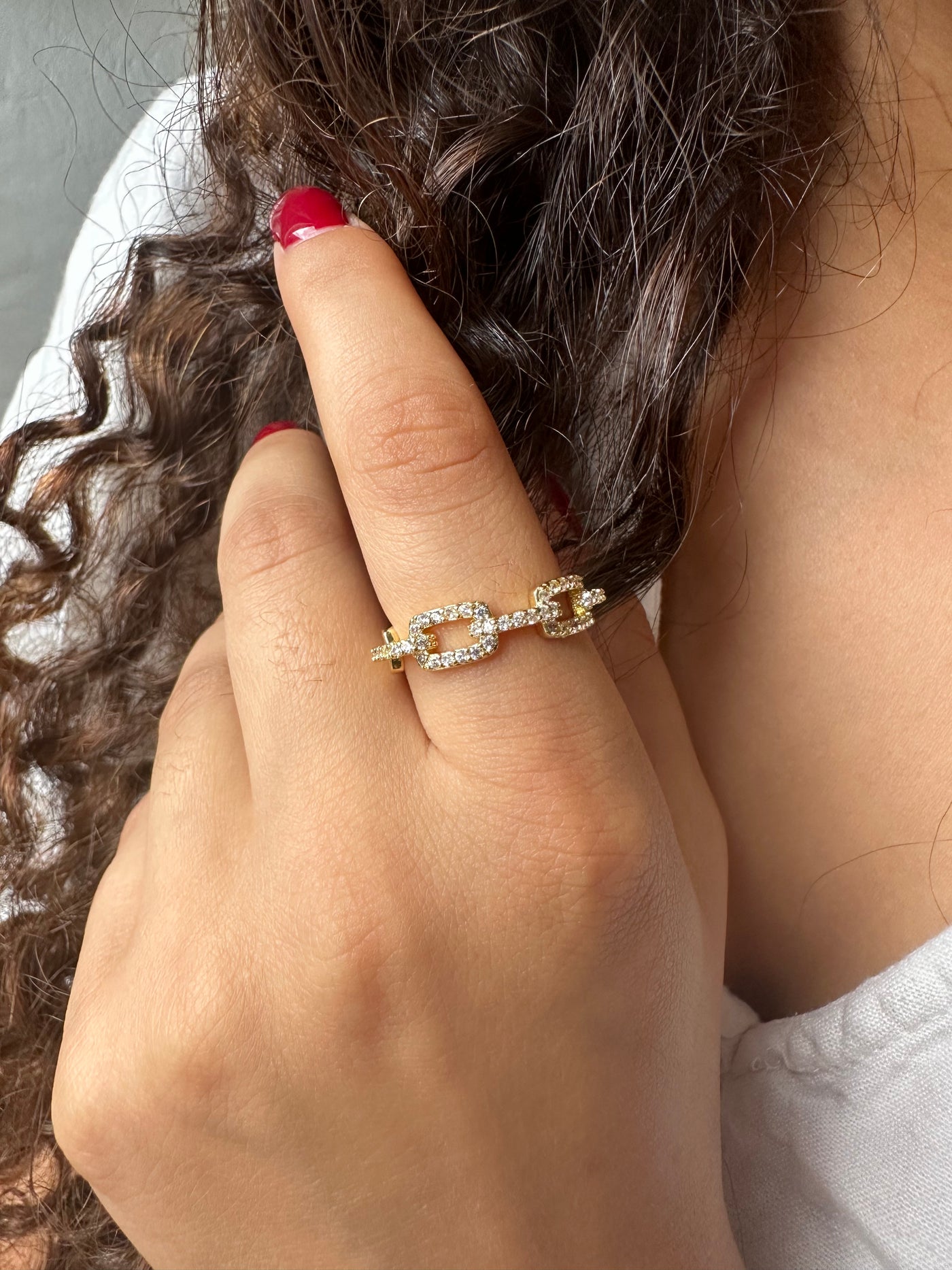 Square Chain Zirconia Ring