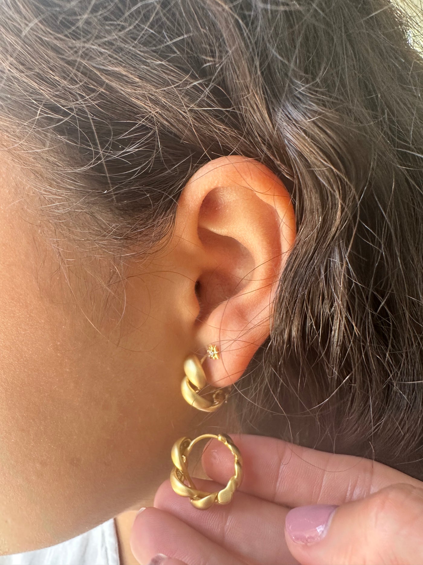 Twisted Gold Hoops Earrings