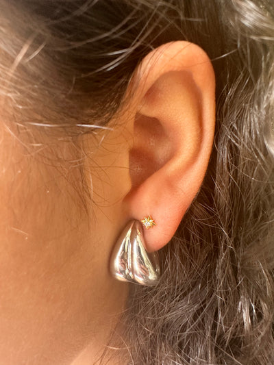 Silver Half Hoops Earrings