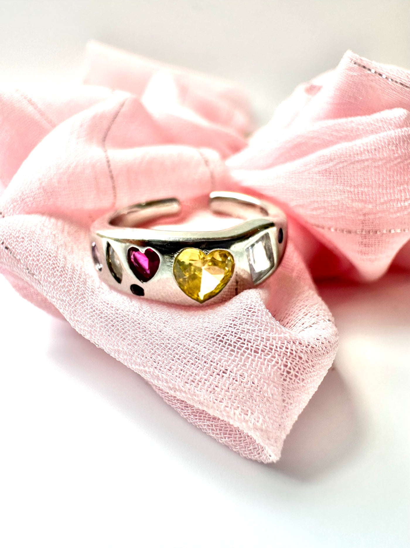 Silver Hearts Zirconia Rings