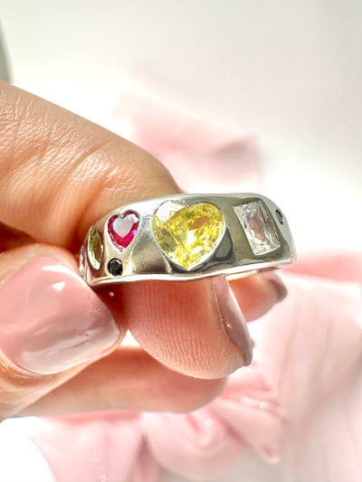 Silver Hearts Zirconia Rings