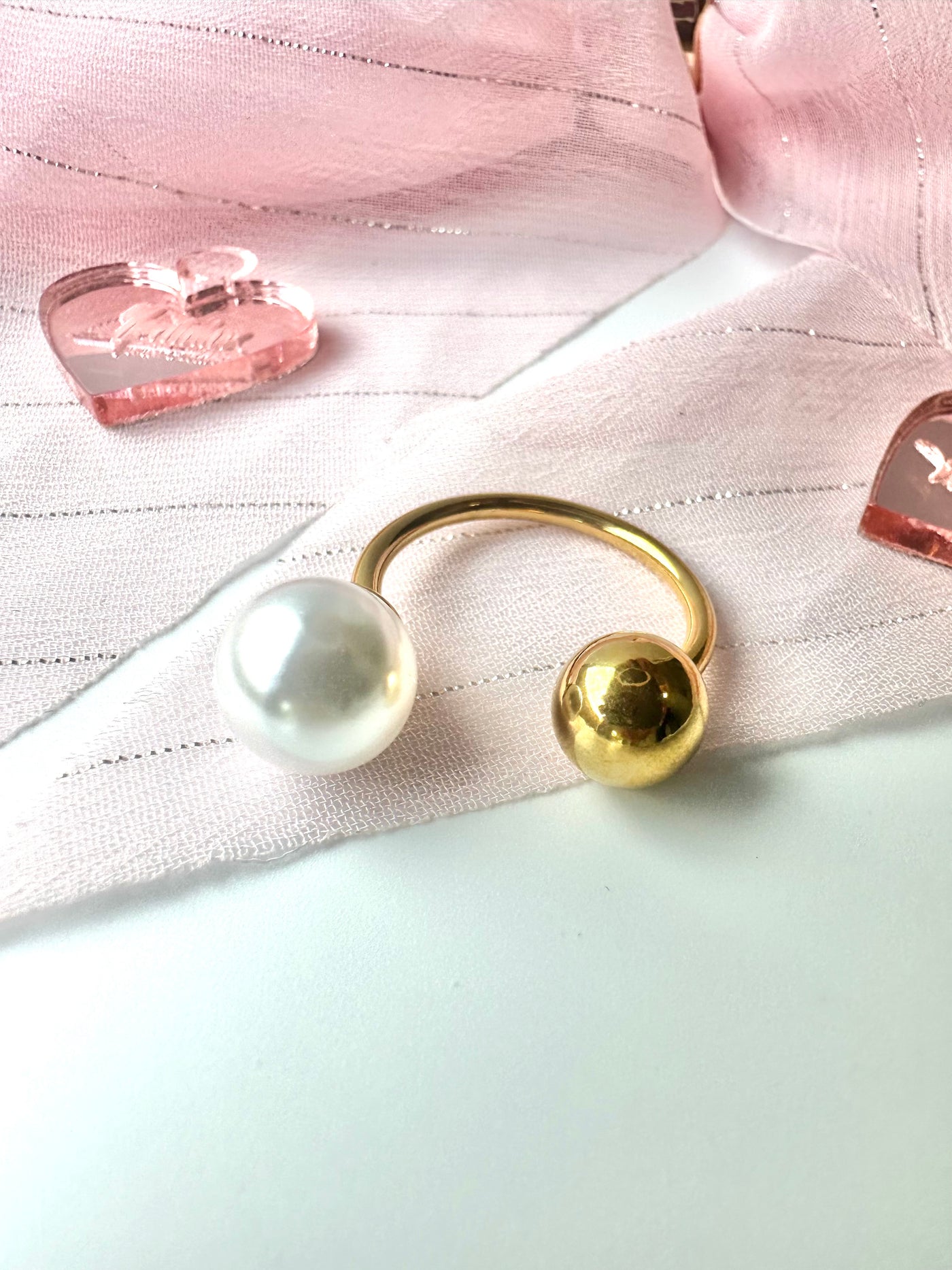 Open Pearl Gold Ring