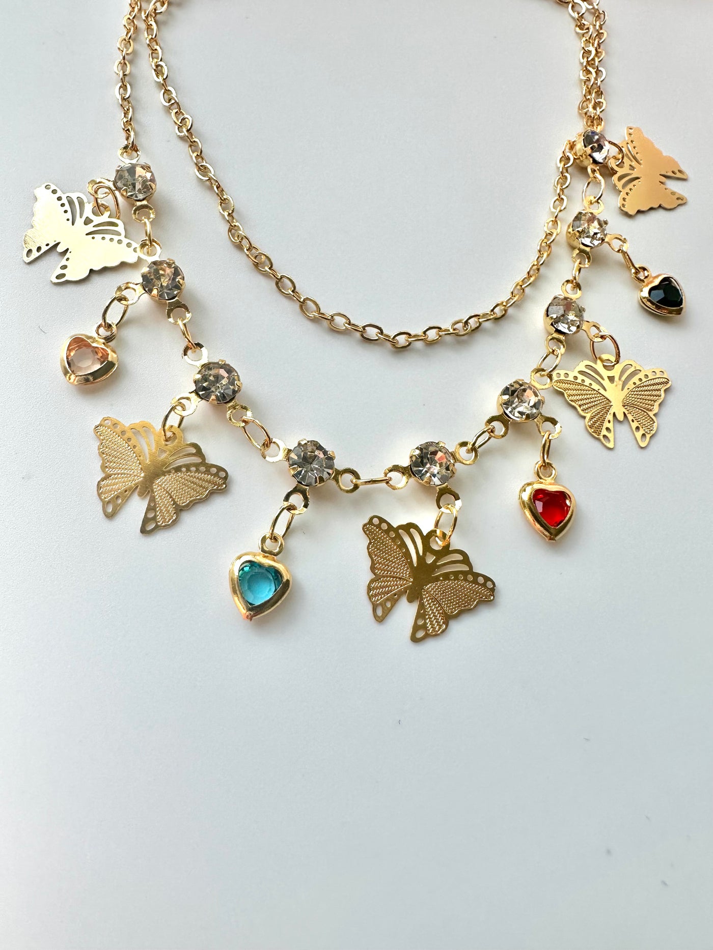 Double Chain Butterfly Pendants Anklet