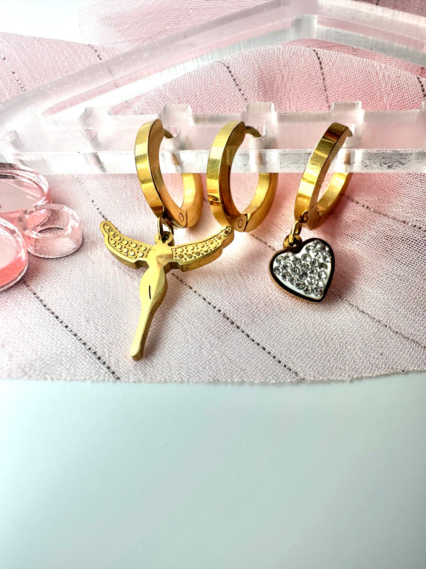 Angel and Heart Earrings Set