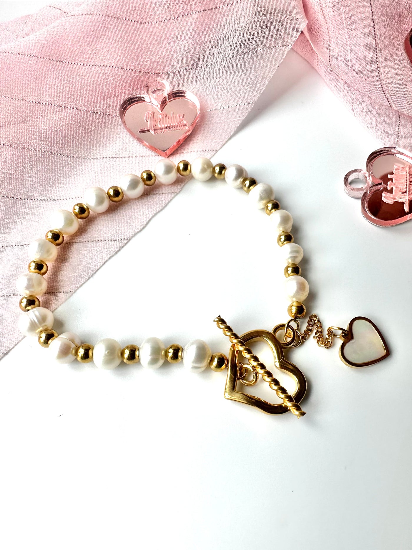 Open Heart Pearl Bracelet