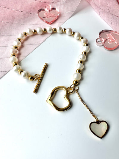 Open Heart Pearl Bracelet