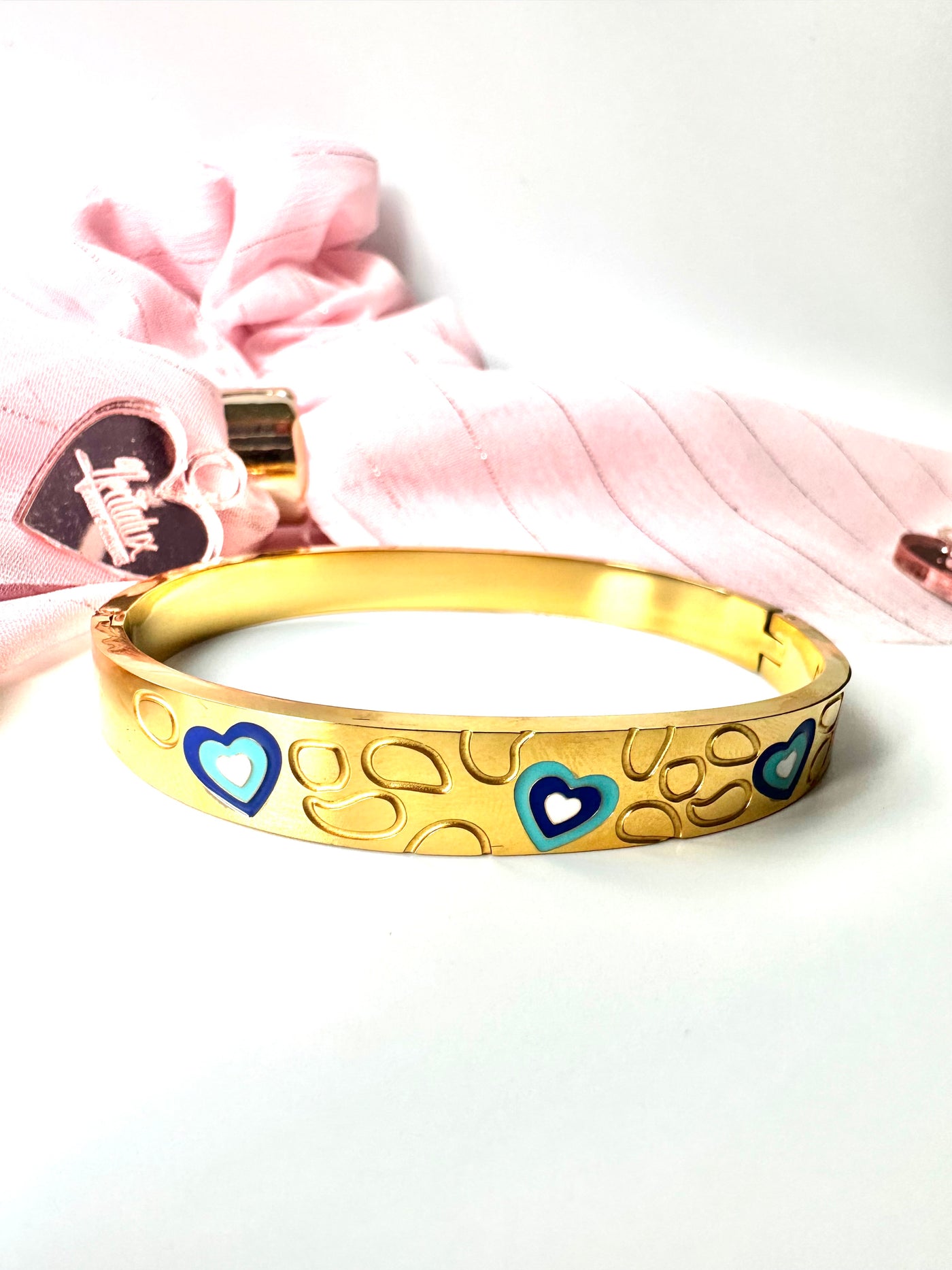 Bangle Bracelet With Heart Prints