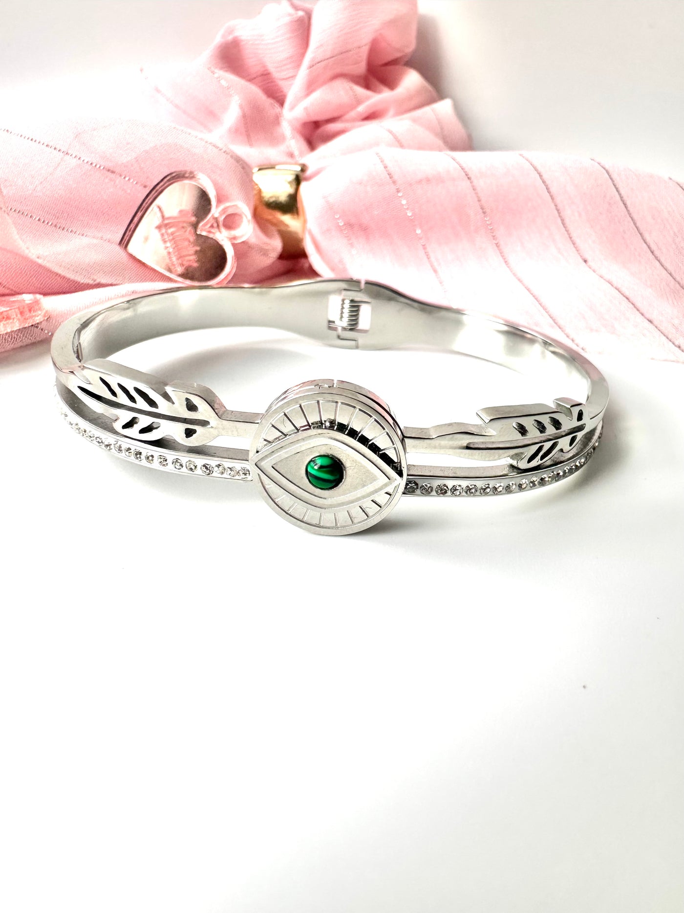 Silver Bangle Eye Bracelet