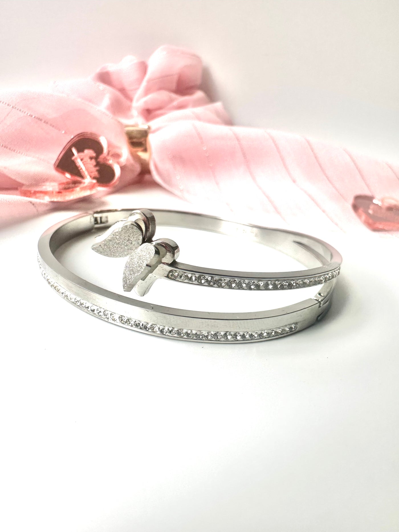 Silver Butterfly Bangle Bracelet