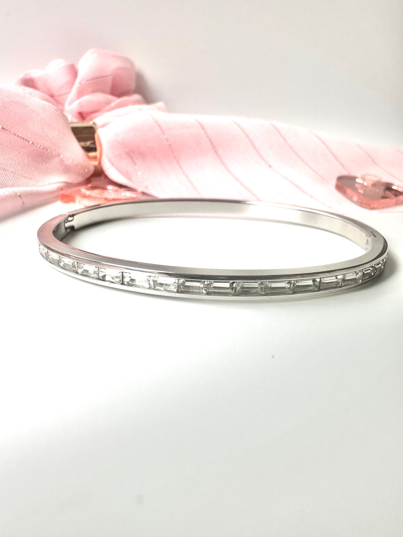 Silver Zirconia Bangle Bracelet