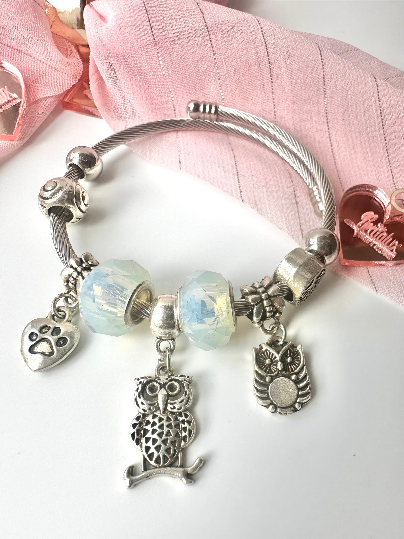 Owl Pendants & Charms Silver Bracelet