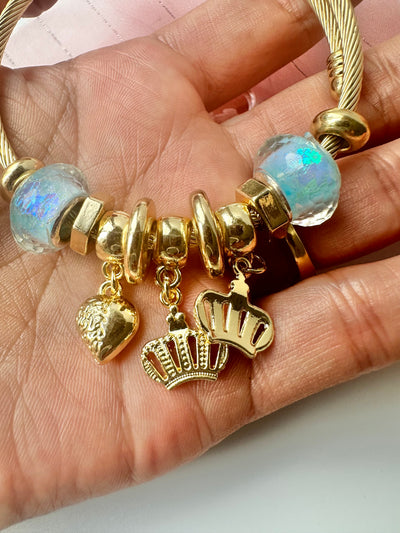 Crown Pendants and Charms Gold Bracelet