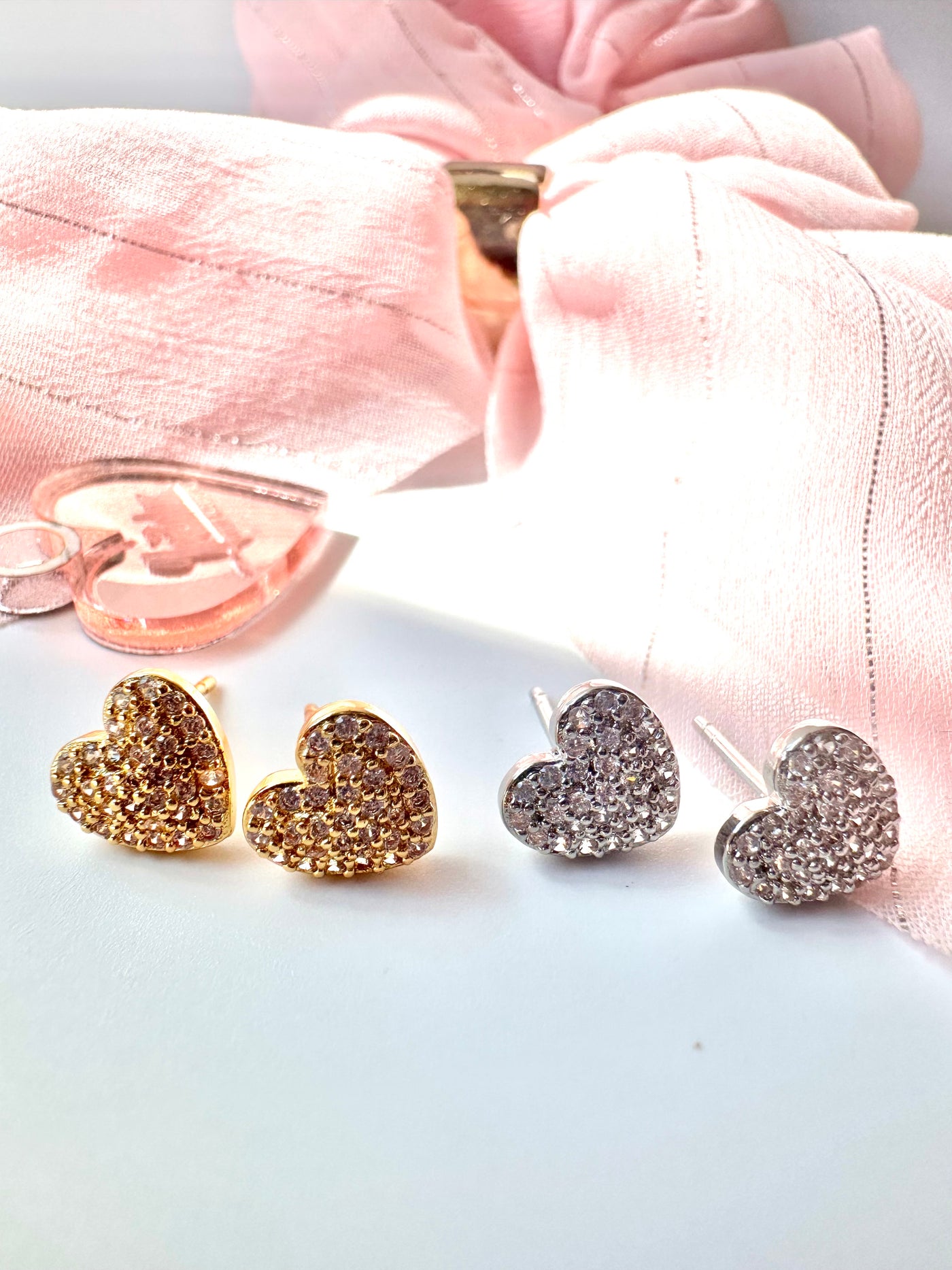 Hearts Zirconia Stud Earrings