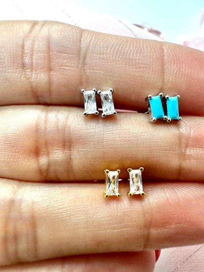 Rectangular Zirconia Small Earrings