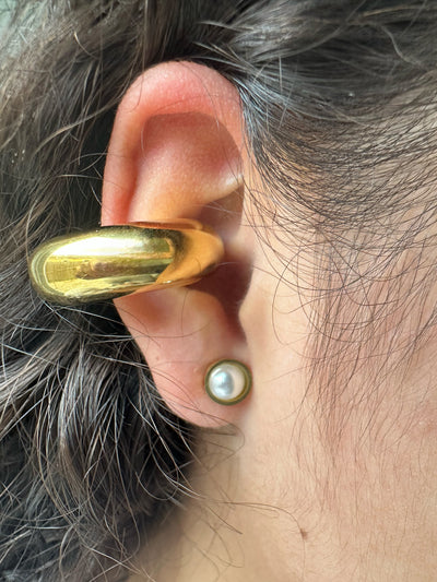 Chunky Ear Cuff Gold Earrings