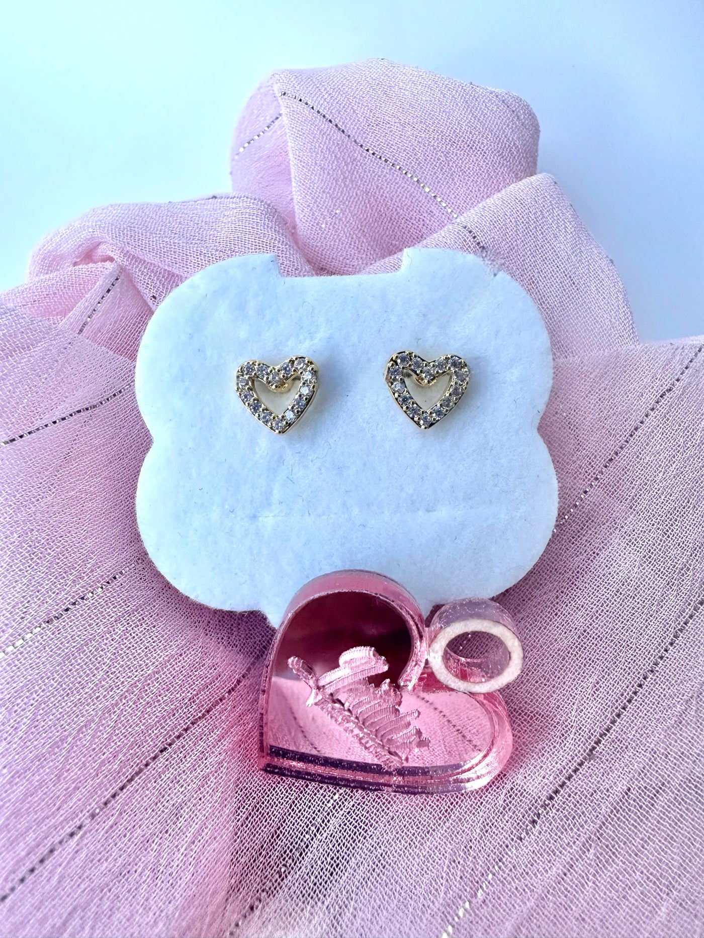 Zirconia Heart Stud Earrings