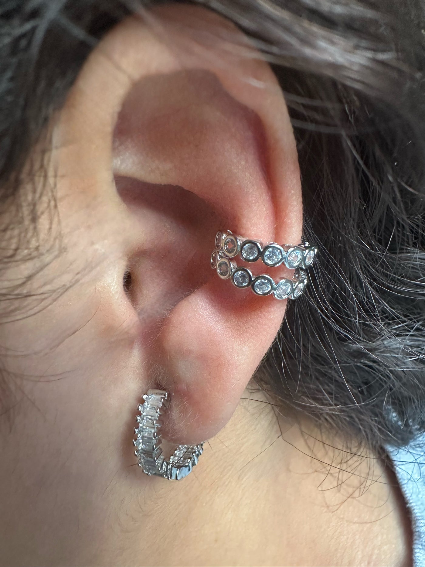 Round Zirconia Ear Cuff Earrings