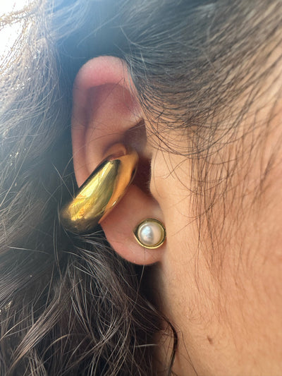 Chunky Ear Cuff Gold Earrings