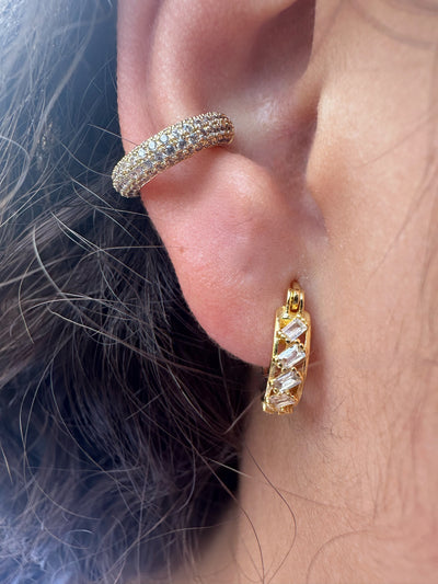 Zirconia Gold Ear Cuff Earrings