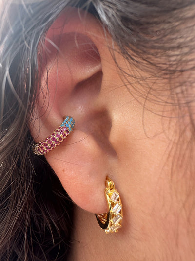 Zirconia Gold Ear Cuff Earrings