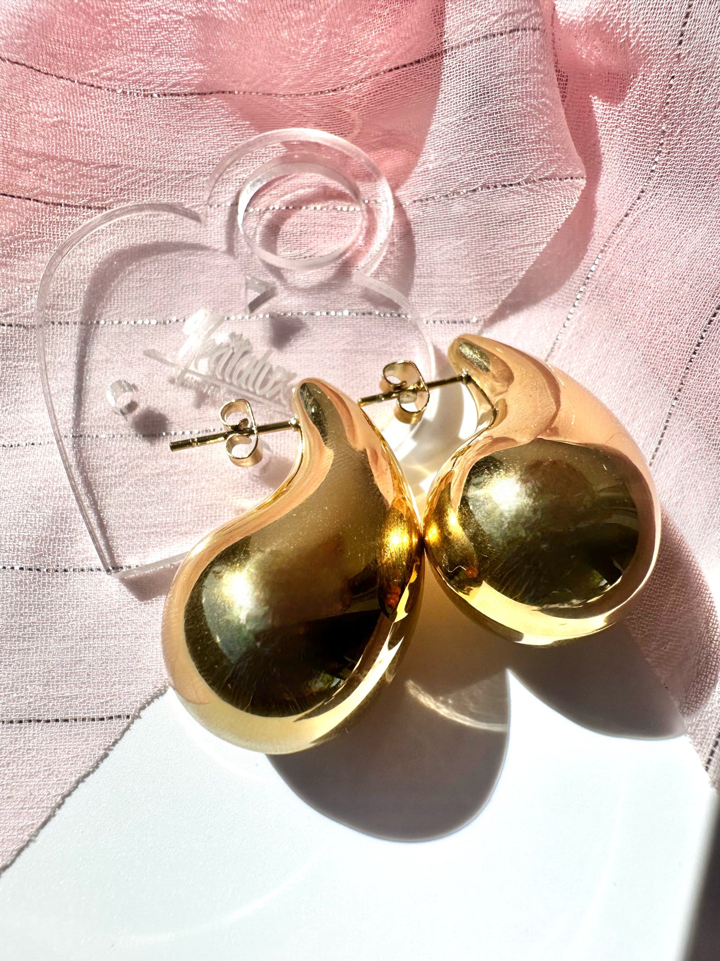 Big Tear Drops Gold Earrings