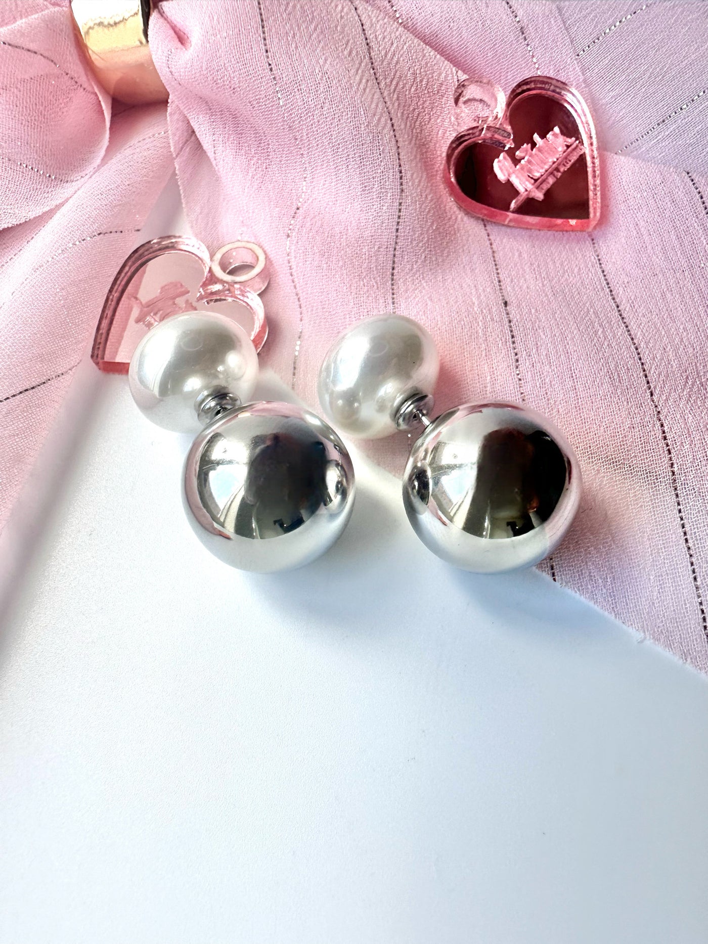 Bead and Pearl Front-Back Earrings