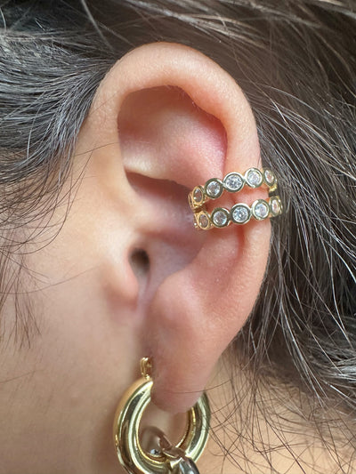 Round Zirconia Ear Cuff Earrings