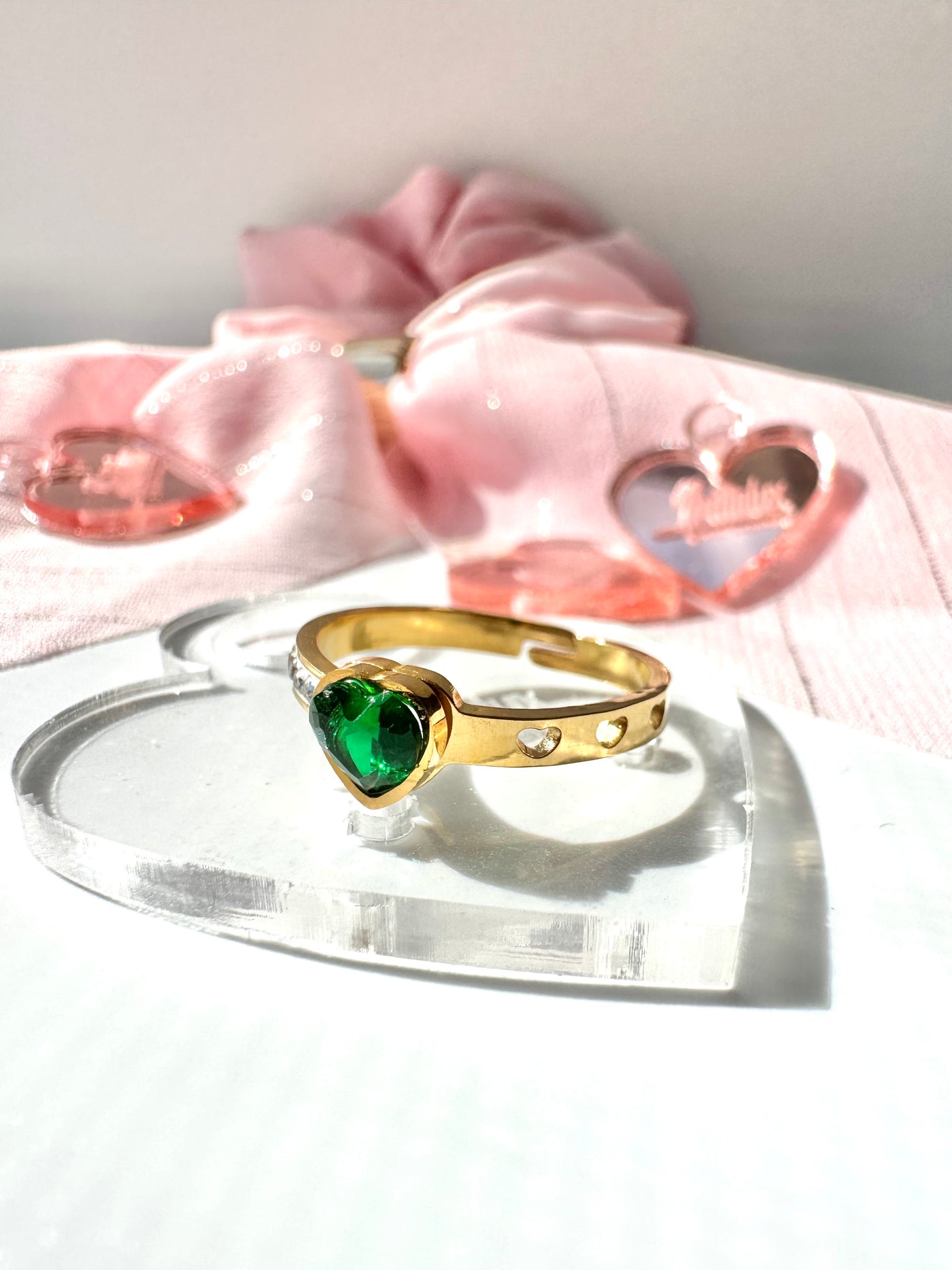 Green Zirconia Heart Ring