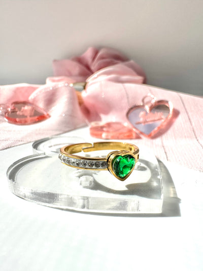 Green Zirconia Heart Ring