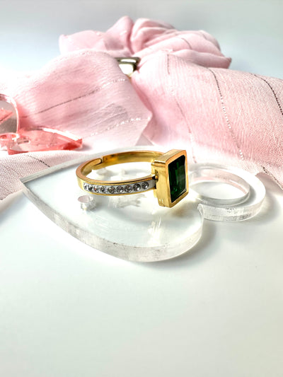 Green Zirconia Rectangular Ring