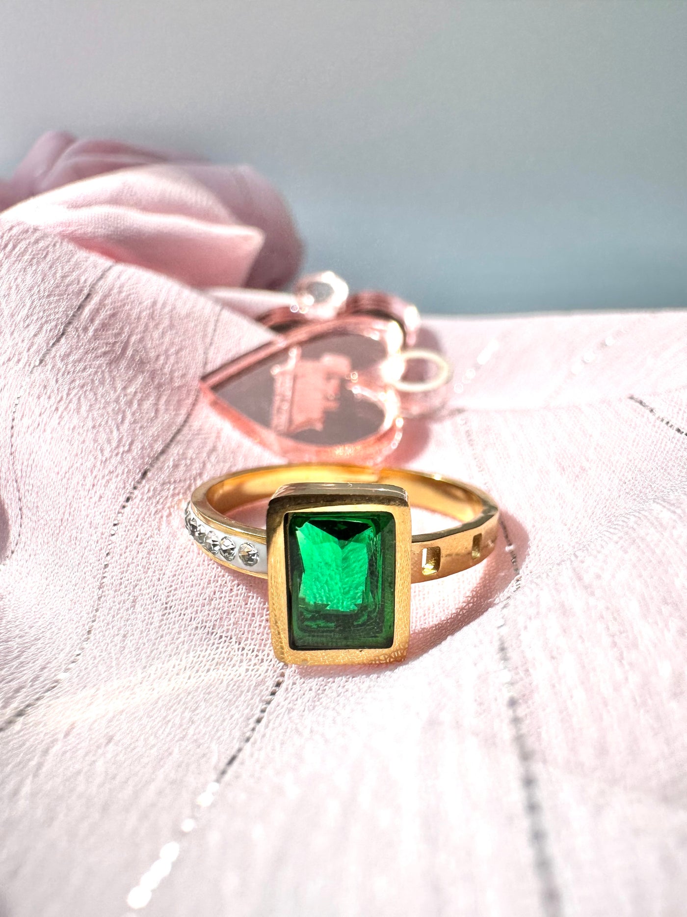 Green Zirconia Rectangular Ring