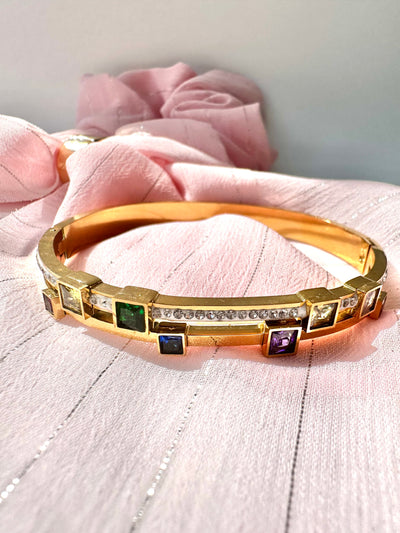 Square Colorful Zirconia Bangle Bracelet