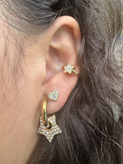 Star Zirconia Hoops Earrings