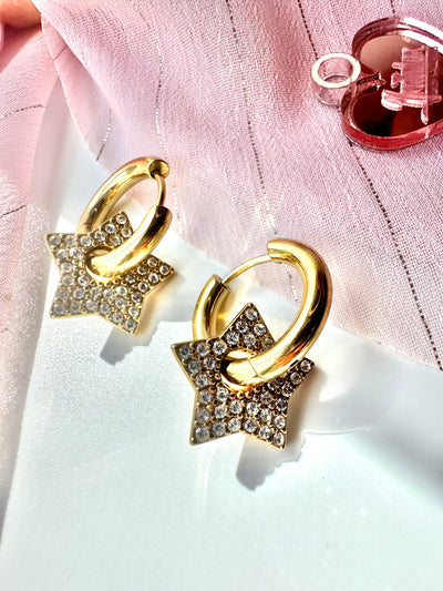 Star Zirconia Hoops Earrings