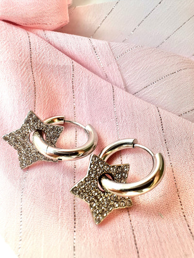 Star Zirconia Hoops Earrings