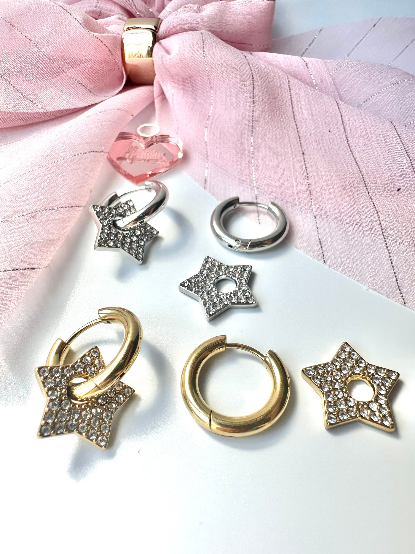 Star Zirconia Hoops Earrings