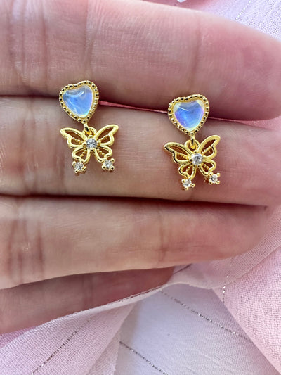 Heart Zircon-Butterfly Earrings