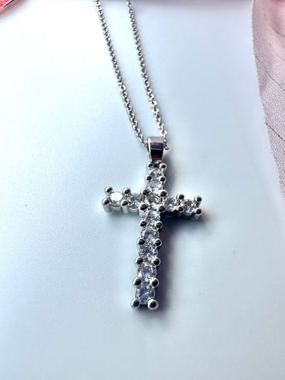 Silver Zirconia Cross Necklace