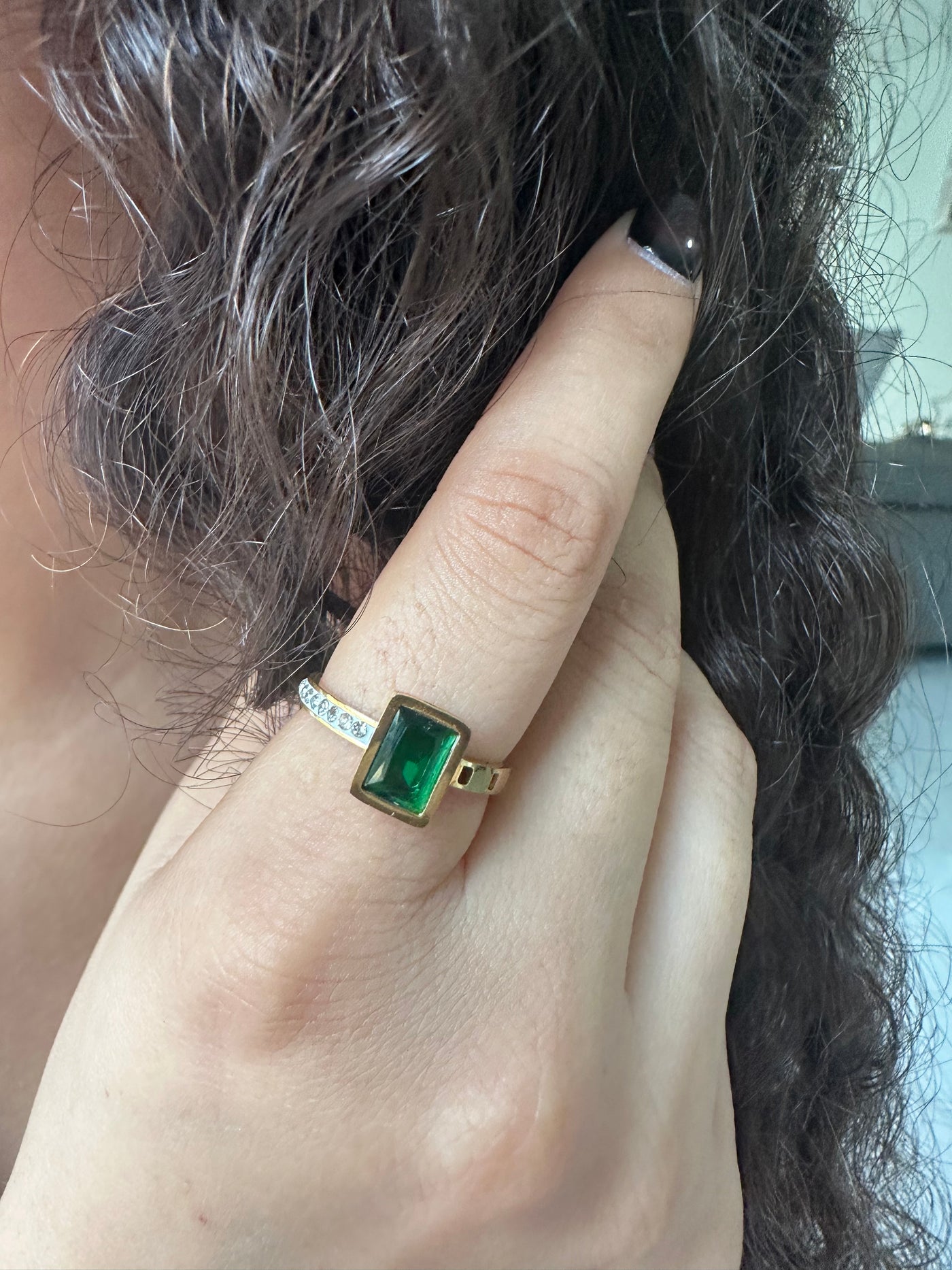 Green Zirconia Rectangular Ring