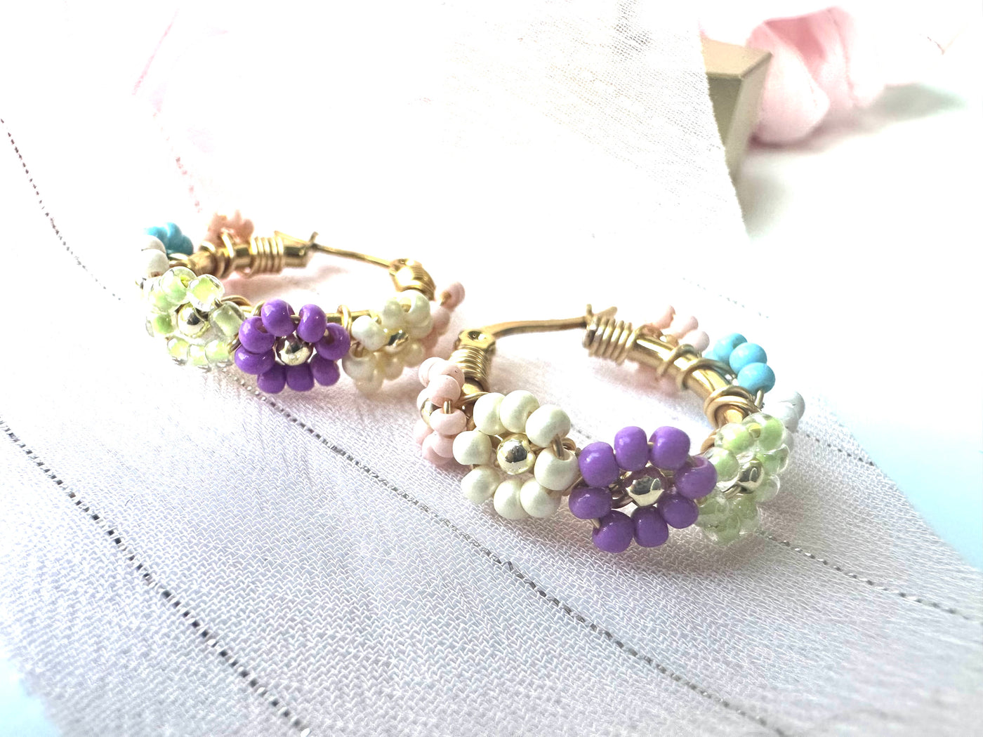 Miyuki  Flowers Hoops Earrings